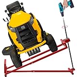 Lawn Mower Lift Jack, TUNTENDO Lifting Platform 882 Lbs Capacity Telescopic Maintenance Jack for Garden Tractors & Riding Lawn Mower with Manual Handle & Power Tool Extension Handle (Red)
