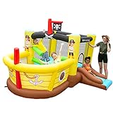 Doctor Dolphin Bounce House Inflatable Slide with Obstacles - Blower - Pirate Ship Theme - Ball Pit - Basketball Hoop, Inflatable Bouncers for Toddlers Kids 2 - 12 Outdoor or Indoor