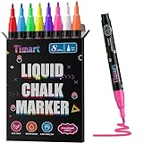 Timart Extra Fine Tip Chalk Markers (8 Pack 1mm Point), Liquid Chalk Pens - Dry Erase Marker Pens for Blackboard, Chalkboards, Windows, Glass, Bistro, Cars, Signs, Chalkboard Labels Included