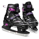 OBENSKY Adjustable Girls Ice Skates - Kids Ice Skates for Beginners, Girls and Boys - Soft Padding and Reinforced Ankle Support - Fun Ice Hockey Skates for Outdoor and Rink - Medium (1-4 US), Purple