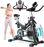pooboo Magnetic Resistance Indoor Cycling Bike, Belt Drive Exercise Bike Stationary LCD Monitor with Ipad Mount ＆Comfortable Seat Cushion for Home Cardio Workout Cycle Training Upgraded Version