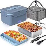 Akhia Electric Lunch Box Food Heater, 1.8L/61oz Heated Lunch Box for Adults Work Car/Truck Home, 100W Food Warmer Heating Lunch Box with Removable Container, 12V/24V/110V/220V