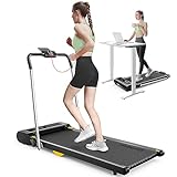 UREVO 2 in 1 Folding Treadmill, 0.6-7.6 Mph Under Desk Treadmill Including 3 HIIT Modes, Walking Pad with Smart Rotary Console, 2.5 HP Treadmills for Home Office