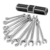 DURATECH Flare Nut Wrench Set, Standard & Metric, 10-Piece, 1/4' to 7/8'' & 9-21mm, CR-V Steel, Organizer Pouch Included