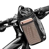 Caudblor Bike Water Bottle Holder Bag for Kid Adult, Insulated Bicycle Coffee Cup Holders with Phone Storage, Black Handlebar Drink/Beverage Container for Walker/Cruiser/Exercise/Mountain Bike