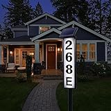 Solar Address Sign Lighted Solar House Numbers for Outside Address Plaques for House Address Sign Numbers for House, Yard, Garden, Waterproof