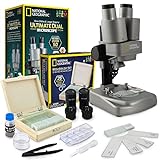 NATIONAL GEOGRAPHIC Microscope Science Kit - Dual LED Microscope for Kids, Ultra Bright 20x & 50x Magnification, 35 Microscope Slides and Covers, Most Complete Microscope Kit for Kids 8-12