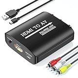 Setuact HDMI to AV Converter, HDMI to RCA Converter, Supports PAL/NTSC for Apple TV, Roku, Fire Stick, Blu-ray, DVD Player, Older TV, Projector, etc