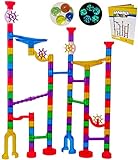 Marble Run For kids Age 4-8: 138Pcs Marble Race Track Marble Maze Games , Fun Glow in Dark Glass Marbles Galaxy , Indoor Learning Building STEM Toy for 4 5 6 + Year Old Gift for Toddlers