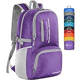 ZOMAKE Lightweight Packable Backpack - 35L Light Foldable Hiking Backpacks Water Resistant Collapsible Daypack for Travel(Purple)