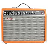 5 Core Electric Guitar Amplifier 40W Solid State Mini Bass Amp w 8” 4 Ohm Speaker EQ Controls Drive Delay ¼” Microphone Input Aux in & Headphone Jack for Studio & Stage GA 40 ORG