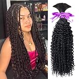 Curly Wave Bulk Human Hair For Braiding No Weft Unprocessed Brazilian Virgin Human Hair Extensions Wet And Wavy Micro Braiding Hair Human Hair Bundles For Boho Braids Natural Color(18inch 2pack/100g)