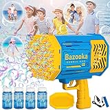 69-Hole Bazooka Bubble Gun Machine with Flash Lights|Rocket Boom Bubble Blower|Giant Bubble Blaster Maker,Toddler Outdoor Toys for Kids Ages 4-8,Gifts for 3 5 6 7 Year Old Boys and Girls,Adults (Blue)