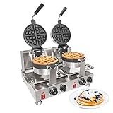 ALDKitchen Belgian Waffle Maker | Waffle Iron | 360° Rotating Mechanism | 2 Round-Shape Waffles | Nonstick | 110V (DOUBLE)