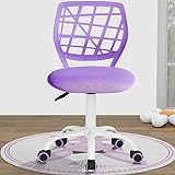 FurnitureR Kids Desk Chair, Armless Small Adjsutable Swivel Task Chair with Soft Cushion for Study Kids Teens Child, Purple