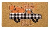 CaySep Welcome Fall Farm Pumpkin Truck Door Mats - Home Fall Decorative Doormat for Outdoor Entrance Non Slip Rubber Mat (Pumpkin)