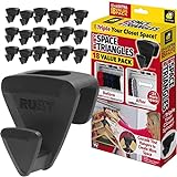 RUBY SPACE TRIANGLES Original AS-SEEN-ON-TV, Ultra- Premium Hanger Hooks Triple Closet Space 18 PC Value Pack, Black, 2 in. (pack of 1)