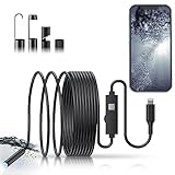Endoscope Camera with Light - Borescope Inspection Snake Camera, 1920P HD Bore Scope with 8 Lights, Waterproof 16.4FT Semi-Rigid Cord for Pipe Inspection, Industrial Endoscope for iPhone (Single Line)