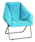 Zenithen Limited Portable Foldable Hexagon Plush Indoor Accent Seat Folding Dish Chair, Perfect for Bedrooms, Dorm Rooms, Living Rooms, and Gaming, Teal Corduroy (Pack of 1)