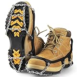 Ice Cleats for Shoes and Boots Traction Cleats Men Women Boot Chains Crampons for Anti Slip Outdoor Shoveling Hiking Walking on Snow and Ice (Silver, M)