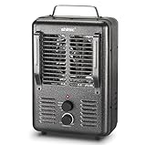 Shinic Space Heater,1500W Milkhouse Heater with Thermostat, Stay Cool Durable Metal Housing, Overheat protection, 3-Prong Plug, Tip-Over Auto Shut Off, Utility Heater for Garage, Bedroom, Greenhouse