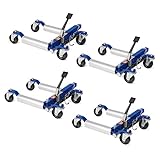 TUFFIOM Car Wheel Dolly Jack Set of 4, Hydraulic 1500-lbs Car Skates, 12'' Wheel Vehicle Positioning Jack, Heavy Duty Rollers with Foot Pedal for Tire Auto Repair Moving, Blue