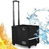 Portable fireproof rolling file box with Telescopic handle,file cart with wheels ,File Storage Box with lock for Teachers, file cabinet Collapsible Milk Crate Utility Carts Hanging Letter/Legal Folder