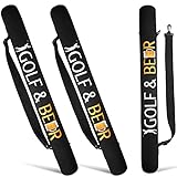 Golf&Beer 2 Pieces Golf Bag Cooler 6/7-Can Cooler Sleeve Golf Cooler Golf Bag Beverage Beer Sleeve for Cans Golf Cooler Bag Nice Cooler for Outdoor Sports (Neoprene Material, Black Print Style)
