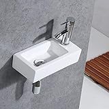Gimify Bathroom Corner Wall Mount Sink Ceramic White for Small Bathroom, Right Hand, Sink Only
