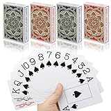 Neasyth Playing Cards;Plastic Waterproof Playing Cards 4 Pack Poker Cards Jumbo Index Large Print Playing Cards for Adults Seniors Bulk Decks of Cards Set Professional Bridge Size Cards