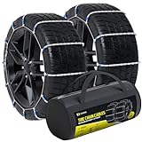 Tire Chain Cables For Snow & Ice, Fits Passenger Cars & Some SUVs, Constructed to Provide Maximum Traction & Grip - Set of 2 (Medium)