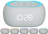 ANJANK Ultra Sound Machine Alarm Clock with Bluetooth Speaker, 21 Relaxing Sounds, 7 Night Lights, 0-100% Dimmer/Sleep Timer/Volume Control, White Noise Machine for Kids Adults Sleeping, Bedroom