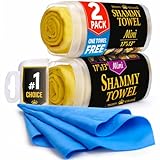 Premium 2pk Mini +1 Free Shammy Cloth for Car Drying - (17”x13”) - Super Absorbent Chamois Towel for Car - Reusable Shammy Towel for Car - Scratch-Free Car Drying Towel