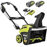 RYOBI RY40860 21 in. 40-Volt Brushless Cordless Electric Snow Blower with Two 5.0 Ah Batteries and Charger Included