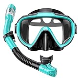 Seovediary Snorkel Set Adults Snorkeling Gear Anti-Fog Panoramic View Swim Mask Dry Top Snorkel Kit with Carry Bag for Snorkeling Scuba Diving Swimming Travel