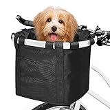 ANZOME Bike Basket, Folding Small Pet Cat Dog Carrier Front Removable Bicycle Handlebar Basket Quick Release Easy Install Detachable Cycling Bag Mountain Picnic Shopping
