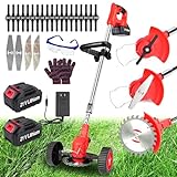Electric Weed Eater Cordless 21V 4.0 Ah Telescopic Cordless Weed Wacker Battery Operated Lightweight 3.96 Lbs 3 in 1 String Trimmers/Weed Trimmer/Lawn Trimmer for Garden Yard Work