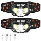 LHKNL Headlamp Flashlight, 1200 Lumen Ultra-Light Bright LED Rechargeable Headlight with White Red Light,2-Pack Waterproof Motion Sensor Head Lamp,8 Mode for Outdoor Camping Running Cycling Fishing
