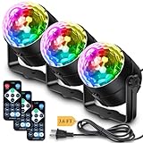 Apeocose 3-Pack Disco Ball Light, 7 Colors Sound Activated Music Sync Party DJ Lights with Remote Control, Stage Strobe Light for Birthday Dance Bachelorette Party Decorations Supplies Home Room Decor