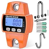 RoMech 660lb Digital Hanging Scale with Cast Aluminum Case, Handheld 300Kg Mini Crane Scale with Hooks for Farm Hunting Fishing Outdoor (Orange)