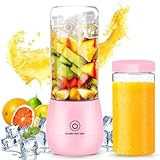 Finphoon Portable Blender, USB Rechargeable Smoothie Blender, Personal Blender for Shakes and Smoothies with 6 Sharp Blades, Travel Lid, One Touch Auto-cleaning Waterproof Blender for Kitchen, Office
