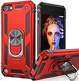 IDweel iPod Touch 7 Case, iPod Touch 6 Case with Car Mount,Hybrid Rugged Shockproof Protective Cover with Built-in Kickstand for iPod Touch 5 6 7th Generation, Red