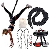 PRIORMAN Bungee Fitness Equipment Set Heavy Cord Yoga Fitness Bungee And Harness at Home Bungee Dance Resistance Belt Rope Workout Fitness Gym Professional Training Equipment (XL 176-198 lbs)