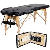 Yaheetech Spa Bed Portable Lash Bed Massage Bed Foldable Spa Tables Adjustable 2 Fold with Non-Woven Bag, Black