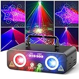 KeoBin Versatile DJ Laser Party Lights, Professional 5 in 1 RGB Laser Light Show Projector with DMX512, Sound Activated & Remote Control for Indoor Parties Disco Club Stage Chrismas Birthday Wedding