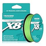 TRUSCEND X8 Braided Fishing Line Colorfast, Upgraded Spin Braid Fishing Line, Smooth and Ultra Thin Braided Line, Fishing Wire Super Strength and Abrasion Resistant, No Stretch and Low Memory 40lb