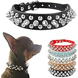 PETCARE Spiked Dog Collar Black Soft Pu Leather Funny Mushrooms Rivet Spike Studded Puppy Collar Adjustable Outdoor Pet Dog Collar for Small Medium Large Dogs Cats Chihuahua Pug Pit Bull Dog Collars
