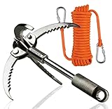 QUADPALM Grappling Hook and Orange Rope 10M (32ft) - Multifunctional Heavy Duty Survival Hook - 4 Stainless Steel Folding Claws - Survival Gear - Outdoors Camping Hiking
