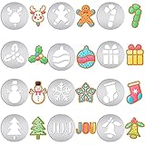 12 Pieces Christmas Cookie Disc Set Cookie Press Discs Stainless Steel Cookie Stencils Metal Cookie Mold Disc for Valentine's Day Baking Holiday Cakes Birthday Cake Decor, 12 Styles (Cute Style)