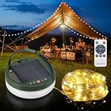 Anpro 2 in 1 Solar Camping String Lights, 39.4Ft Ultra Long String with 150LEDs, Solar Powered and USB Rechargeable Light with Remote Control,Portable Camping Light for Hiking, Decorations